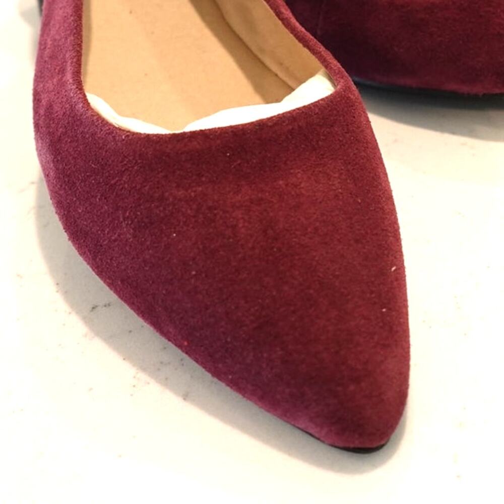 American Rag Cranberry Red Suede Leather Flats / Jilly Pointed toe/ Ballet